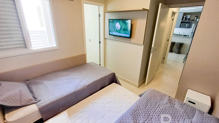 #202.Apê Novo, Telado e Pet-Friendly! 2 Suítes, Sacada Gourm