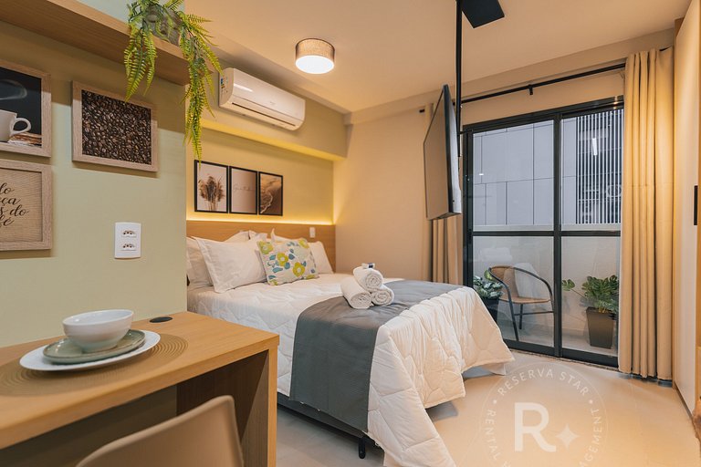 RStar Faria Lima | Loft Novo c/ Ar e ao Lado Metrô Fradique