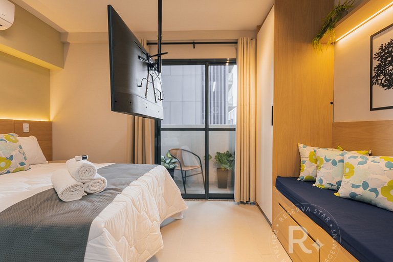 RStar Faria Lima | Loft Novo c/ Ar e ao Lado Metrô Fradique
