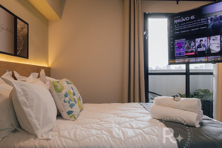 RStar Faria Lima | Loft Novo c/ Ar e ao Lado Metrô Fradique