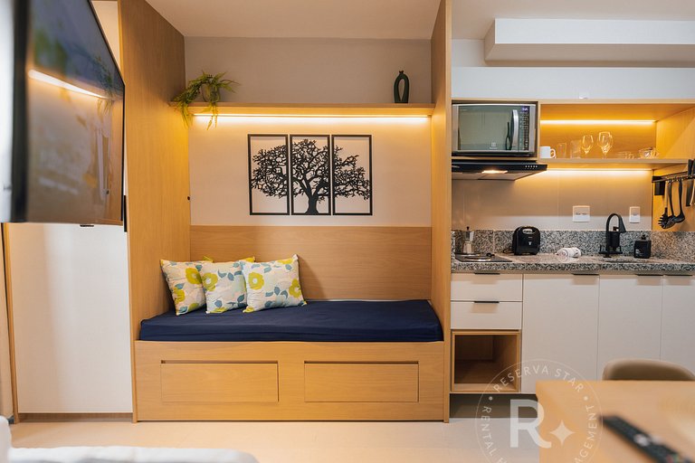 RStar Faria Lima | Loft Novo c/ Ar e ao Lado Metrô Fradique