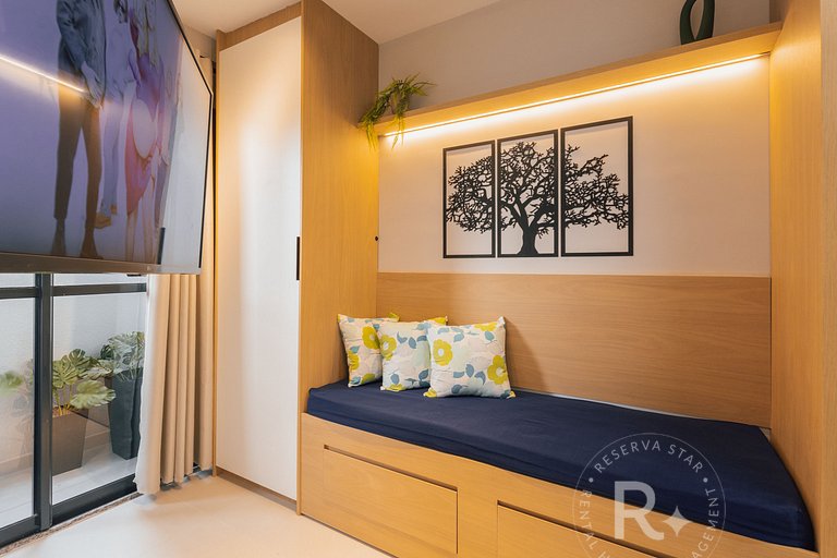 RStar Faria Lima | Loft Novo c/ Ar e ao Lado Metrô Fradique