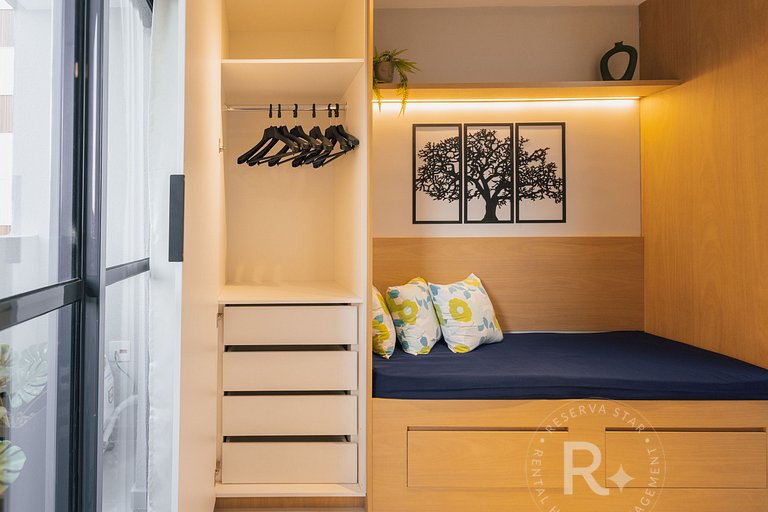 RStar Faria Lima | Loft Novo c/ Ar e ao Lado Metrô Fradique