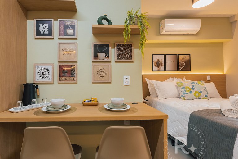 RStar Faria Lima | Loft Novo c/ Ar e ao Lado Metrô Fradique