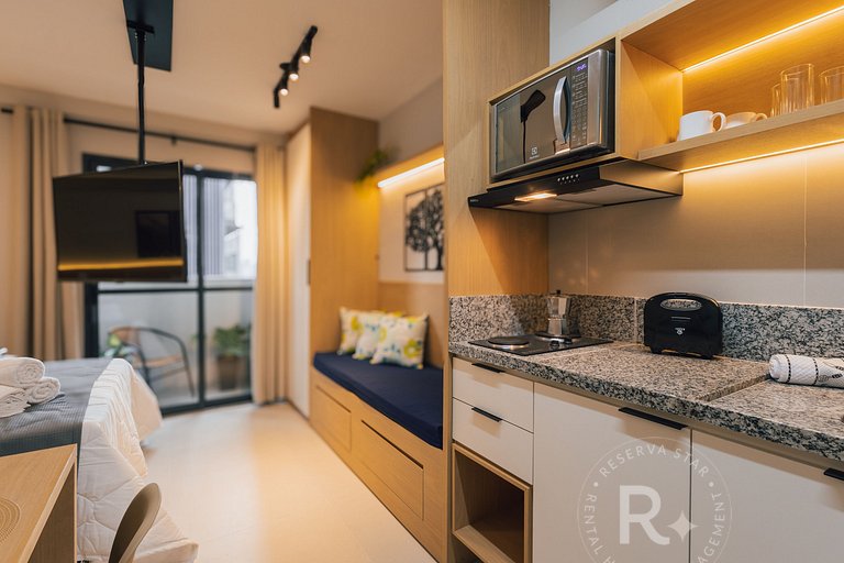 RStar Faria Lima | Loft Novo c/ Ar e ao Lado Metrô Fradique