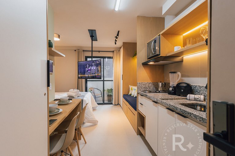 RStar Faria Lima | Loft Novo c/ Ar e ao Lado Metrô Fradique