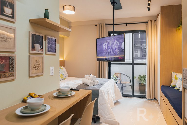 RStar Faria Lima | Loft Novo c/ Ar e ao Lado Metrô Fradique