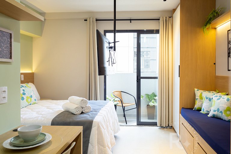 RStar Faria Lima | Loft Novo c/ Ar e ao Lado Metrô Fradique