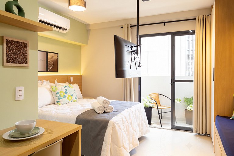 RStar Faria Lima | Loft Novo c/ Ar e ao Lado Metrô Fradique