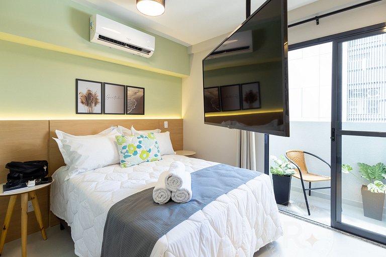 RStar Faria Lima | Loft Novo c/ Ar e ao Lado Metrô Fradique